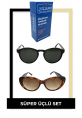 2'li Juliano Kadın Güneş Gözlüğü Seti + Gözlük Temizleme  Solusyonu