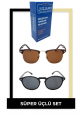 2'li Juliano Kadın Güneş Gözlüğü Seti + Gözlük Temizleme  Solusyonu