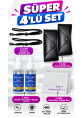 Süper 4'lü Set- Gözlük İpi, Gözlük Kılıfı, Temizleme Sprey, Microfiber Bez