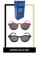 2'li Juliano Güneş Gözlüğü Seti + Gözlük Temizleme  Solusyonu