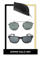 2'li POLARİZE Erkek Güneş Gözlüğü Seti + Deri Gözlük Kılıfı